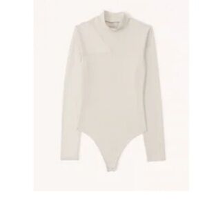 NWT Abercrombie & Fitch Asymmetrical Mesh Mock Neck Long Sleeved Bodysuit small